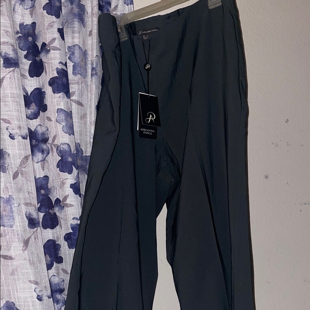 Adrianna Papell Elegant Wide Leg Pants-color is steel ocean